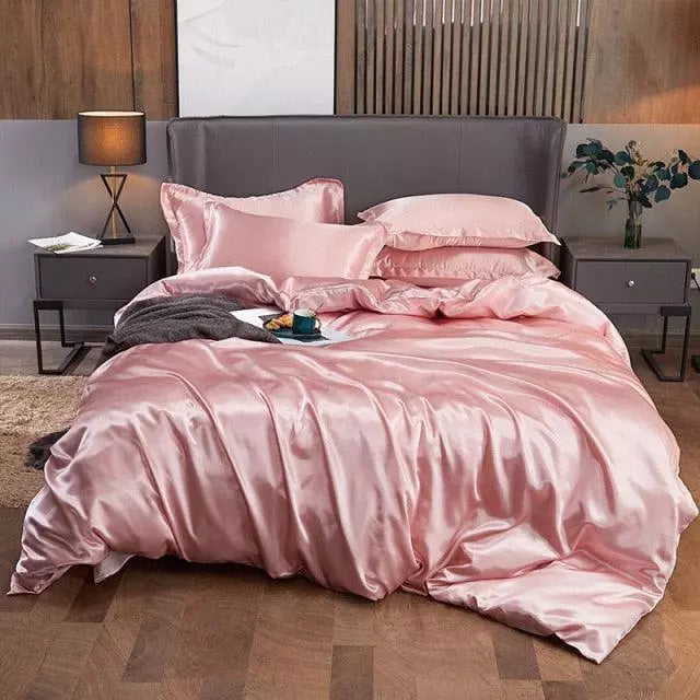 Conjunto de Roupas de Cama de Cetim Funnry™ 4 Peças / Luxo & Requinte para seu quarto!